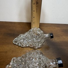 2 Vintage Clear Glass Grapes Cluster Shaped Wine Bottle Decanter Stamped Turkey