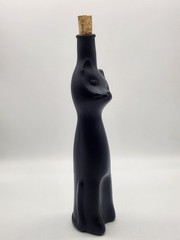 Black Cat Figural German Wine Bottle Satin Glass Mid-century Modern Style 13&Prime;