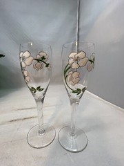 Perrier Jouet Champagne Bucket with Pair Glasses and empty Champagne Bottle 1975