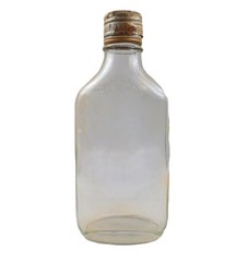 Clear Glass Gallo Wine Bottle Vintage Flask Metal Lid 2/5 Pint
