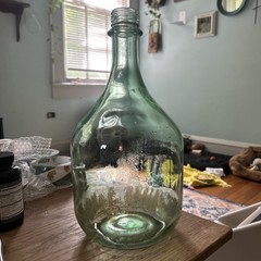 Vintage Demijohn Glass Bottle Vase Aqua/Green Glass Jug 12.5”