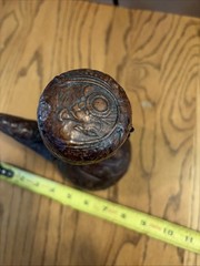 Vintage Tooled Leather Covered Wine Decanter 8” Tall Liquor MCM Oil See Photos
