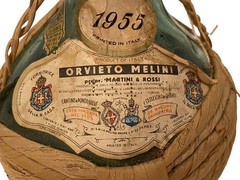 Vintage 1955 Orvieto Melini Wicker Wrapped 23 oz Italian Wine Bottle Empty