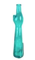 Rheinhessen Riesling Cat Figural Glass Bottle Teal Blue 13.5&Prime; Tall