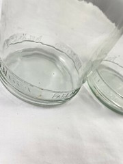 Paul Masson Wine Carafe Bottle w/ Lid Set of 2 Clear Glass 11&Prime; Empty
