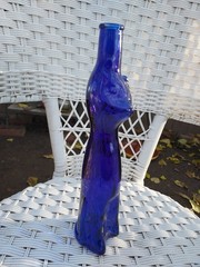Mosseland Cobalt Blue Figural Glass Cat Shaped Wine Bottle 13&Prime;