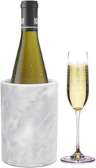 White Marble Stone Wine and Champagne Bottle Chiller Cooler – 7&Prime; X 5&Prime; | Elegant