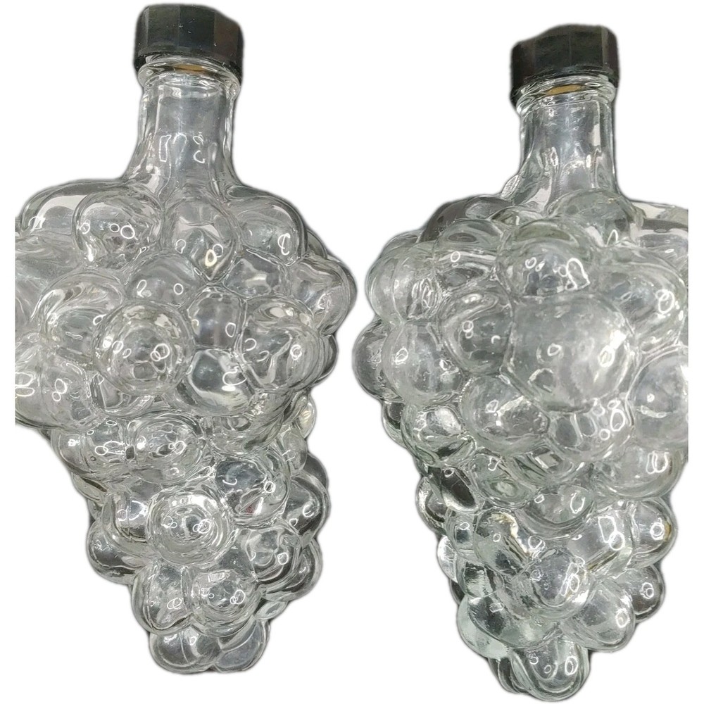 Grape Cluster Decanters Liquor Vintage Wine Cognac Length 6.5&Prime; Lot of 2