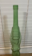 Mid Century Tuscan Chianti Wine Bottle Woman Shape 32” Green Glass VTG Rare