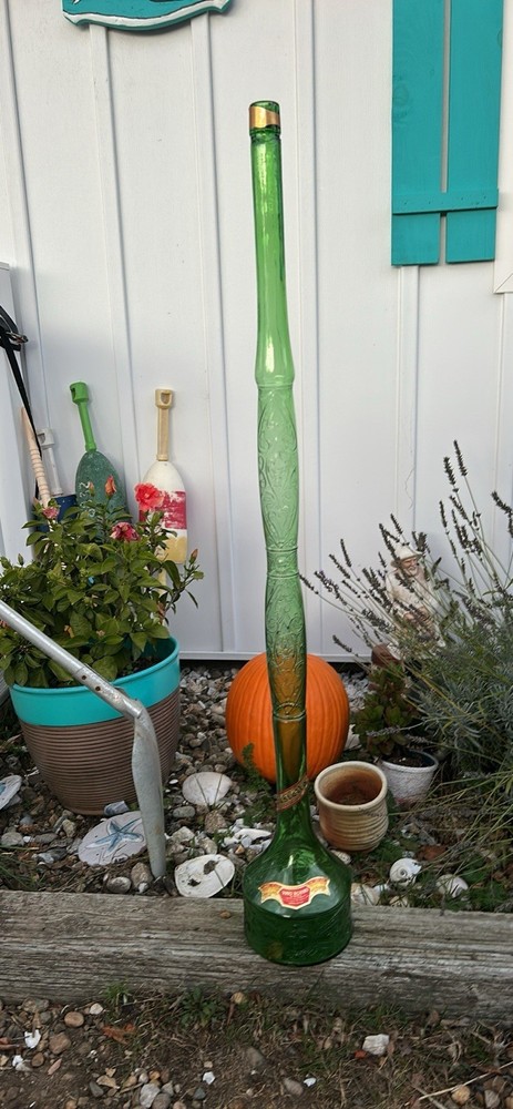 20th Century Oversized Green Glass Wine Bottle EMPTY Glass Blown Designs