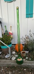 20th Century Oversized Green Glass Wine Bottle EMPTY Glass Blown Designs