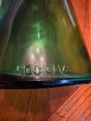 Vintage Green Glass Wine Bottle w/ Fleur De Lis Made in Italy