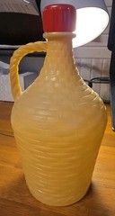 Vintage 1970s Plastic Wicker Bottle European OSUL