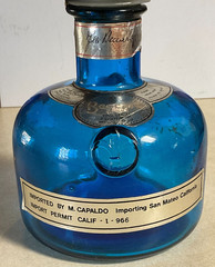 Vintage Italian Beccaro Acqui Cobalt Blue Glass Wine Bottle Made in Italy