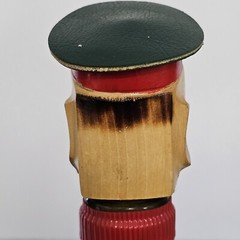 VTG French « Liqueur de L&rsquo;Armee Rouge » Bottle Flock w/ Soldier Wood Head Stopper
