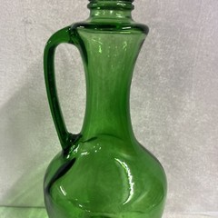 Vintage Green Glass Wine Decanter Jug Bottle With Handle Screw Top Lid 1.5 Liter