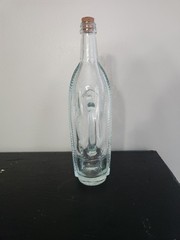 1966 London Winery Ltd Boat in Wicker Basket Wine Bottle With Handle & Cork Stop