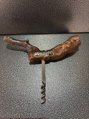Old French Wine Bottle / Cork Opener With Winery & Region Name