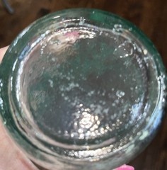 Vintage Green Aqua Glass Wine Decanter Grape Leaves w/ Cork