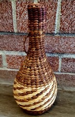 Wicker Wrapped Clear Bottle With Wicker Top 11&Prime;