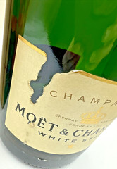 Moet & Chandon Champagne Bottle XL Empty Jeroboam 3Ltr w/ Painted Wood Crate