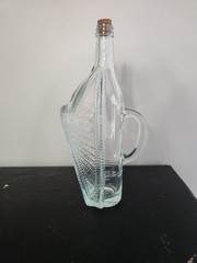 1966 London Winery Ltd Boat in Wicker Basket Wine Bottle With Handle & Cork Stop