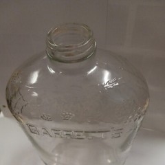 Vtg Garretts American Wines Clear Glass 1/2 Gal Bottle Decanter Embossed Grapes