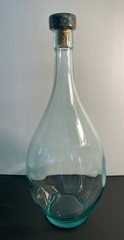 Vintage Glass Italian Chianti Wine Bottle, Demijohn Shaped, Cork Made to Fit