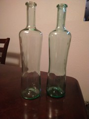 Vintage Set of 2 Green Wine Bottles 12&Prime;