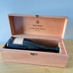 Empty 1989 Veuve Clicquot La Grande Dame Rose Bottle Wood Box Cork Wire Cage Set