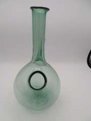 Vintage Hand-blown Green Wine Chiller Bottle Decanter with Ice Chamber