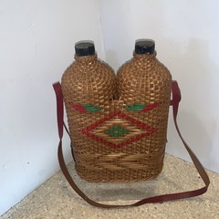 VINTAGE WICKER Demi John & WINE BOTTLE HOLDER ?LOT 3