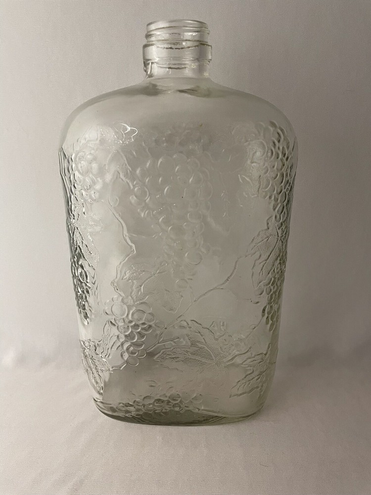 Vintage 1/2 Gallon Embossed Glass Wine Bottle