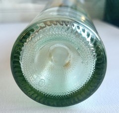 Vintage Mod Dot Yellow Polka Dot Blue Tinted Wine Bottle 750ml 12.5” MCM