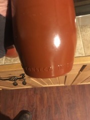 VTG J.M. DA FONSECA PORTUGAL BROWN GREEN GLASS WINE BOTTLE PAINTED INTERNATIONAL