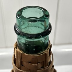 Vintage 1959 BOLLA Wine Wicker Wrapped Green Glass Bottle 16 1/2 Inches Tall