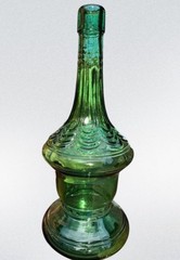 Vtg Italian Cevin Cut Green Glass Italian Wine Bottle Beautiful ~ No Cork