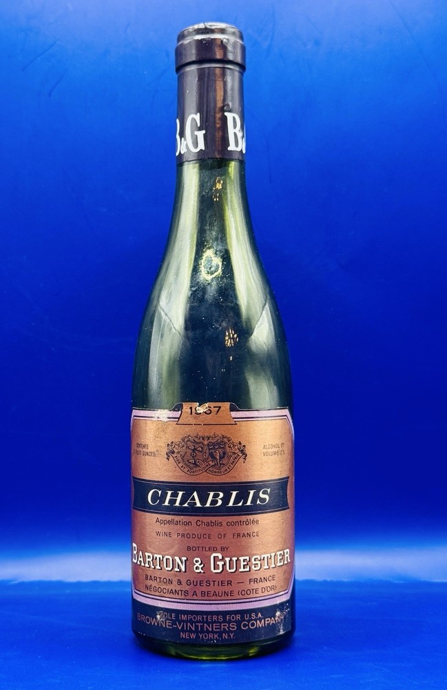 1967 Barton & Guestier Chablis 12 Oz Empty Glass Bottle 9 3/4&Prime;