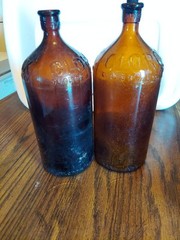 Clorox Vintage Glass Bottle, Brown Amber, One Small, 2 Medium Size And Two Large