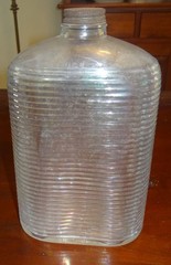 Vintage One Half Gallon Owens-Illinois Ribbed Clear Glass marked WINE with cap