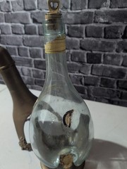Vintage India Brass Italia Glass Bottle Wine Rum Liquor Decanter Bar Decor O7