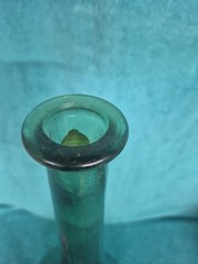 Vintage Green Glass Guildcraft Italy Embossed Honeycomb Bottle
