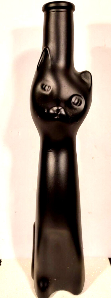 Moselland Black Happy Cat Riesling Wine Bottle Empty 13” Great Halloween Decor