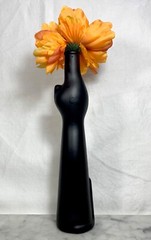 Happy Cat Riesling Matte Black Wine Bottle EMPTY Halloween Cat Decor