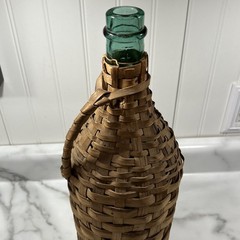 Vintage 1959 BOLLA Wine Wicker Wrapped Green Glass Bottle 16 1/2 Inches Tall