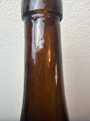 VTG Amber Brown Glass Bottle ~ Affentaler Wine, Germany ~ Embossed Monkey, 35cL