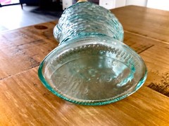VINTAGE BLUE GREEN FISH ITALIAN GLASS BOTTLE WINE BOTTLE DECANTER w/ STOPPER 14&Prime;
