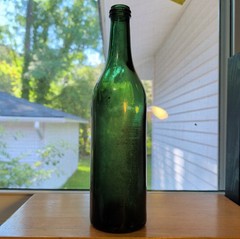 Antique 1910s Teal Green Menthe Wine Champagne Bottle Made In Italy ABM Large