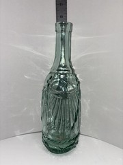 Vintage Green Clear Glass Wine Bottle 11 1/2”