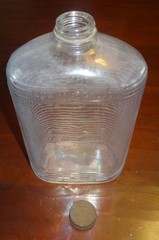 Vintage One Half Gallon Owens-Illinois Ribbed Clear Glass marked WINE with cap